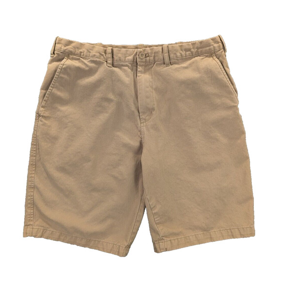 Eddie Bauer Short's 40 (36W) Men's Khaki Flat Front Chino Legendwash Cotton - Picture 1 of 9